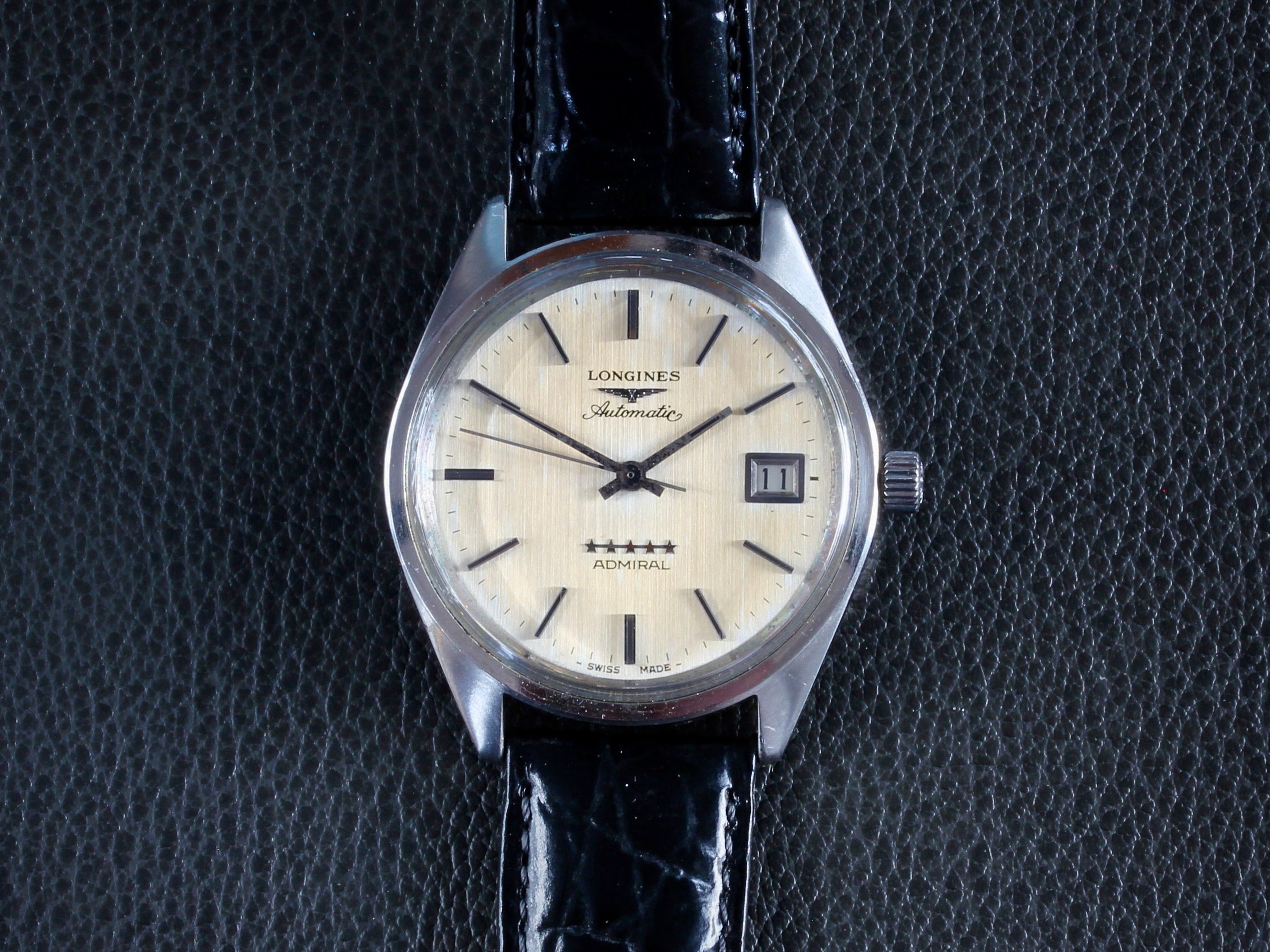 Montre vintage Longines Admiral, pour homme, proposée par Maison Vintage Watches.